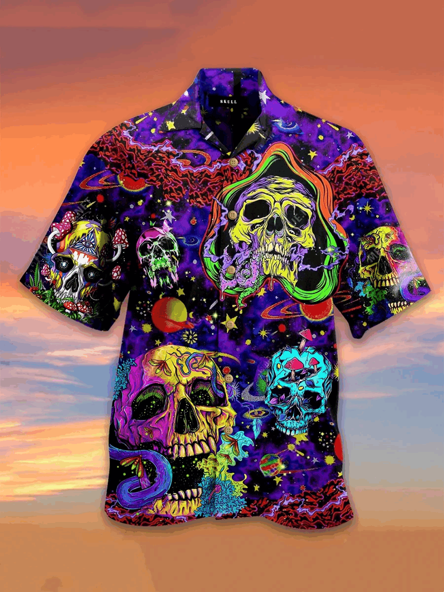 Skull Hippie Hawaiian Shirt