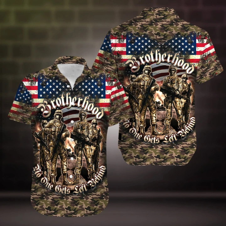 Soldier American Flag Brotherhood Veterans Hawaiian Shirt