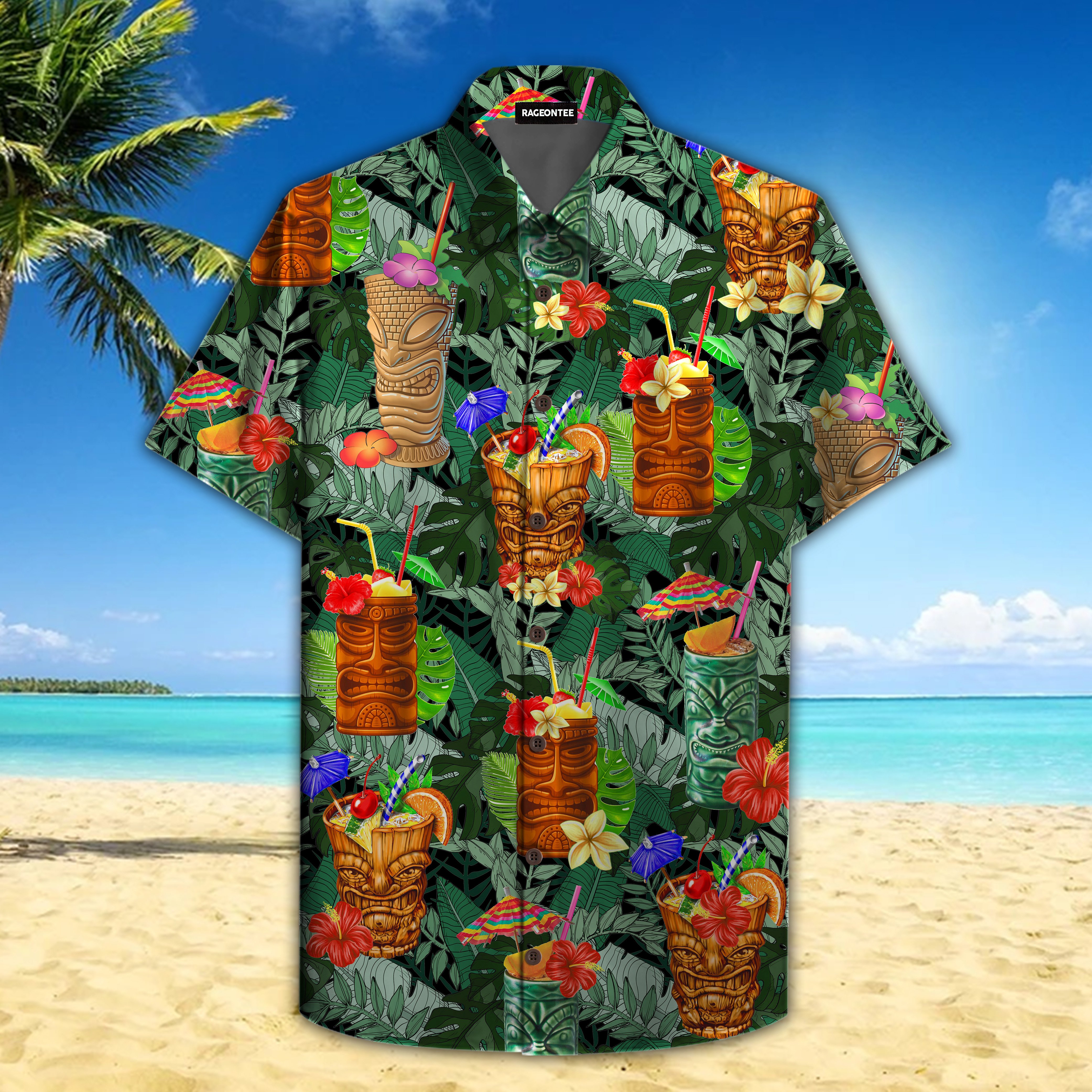 Tiki Drink Cocktail Hawaiian Shirt