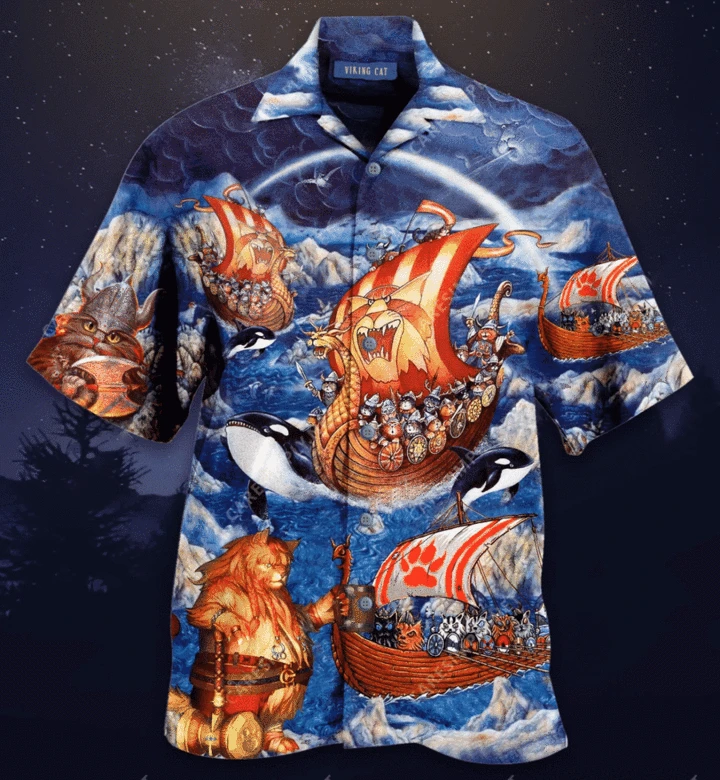 Viking Cats Fa-La-La Valhalla La Hawaiian Shirt