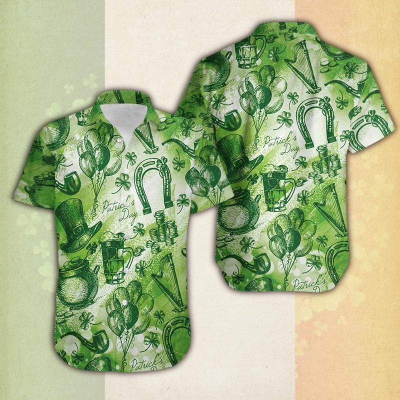 Whole Green Saintpatrick_S Day Vintage Hawaiian Shirt