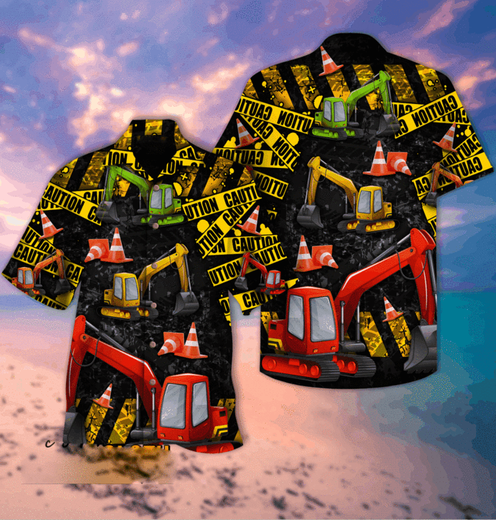 Work Hard With Excavator Hawaiian Shirt Unisex Adult Hw4336