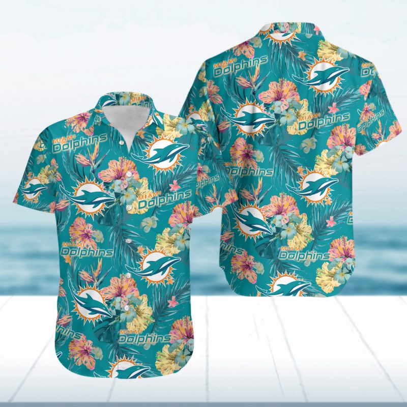 NFL Miami Dolphins Hawaiian Shirt,Aloha Shirt,Flower Blue