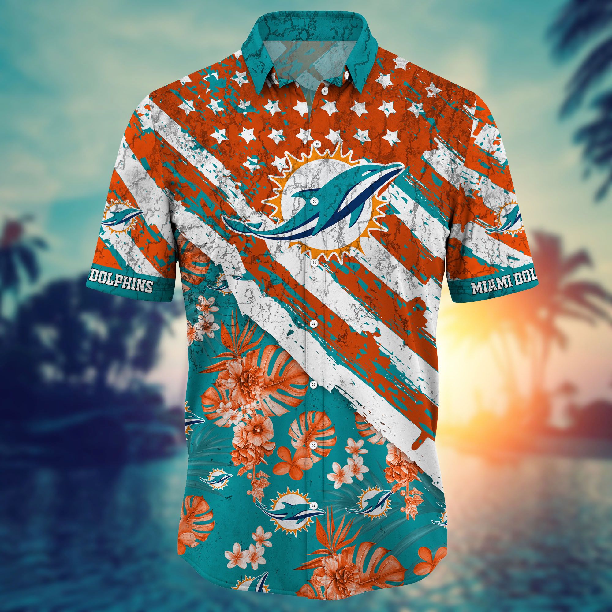 Miami Dolphins NFL Hawaiian Shirt 4th Of July Independence Day