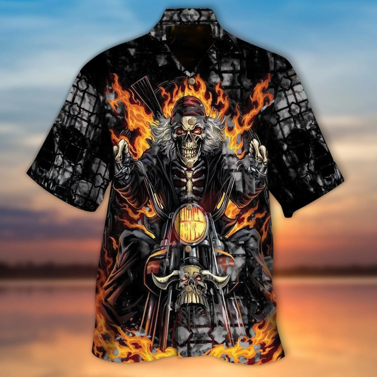 Biker Skull Hawaiian Shirt