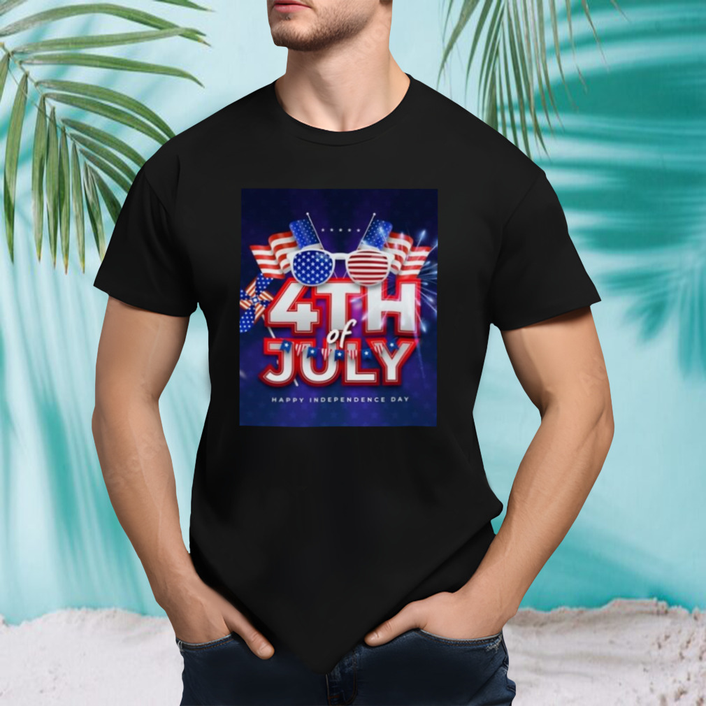 American flag and glass celebrate America’s Independence Day 4th of July shirt