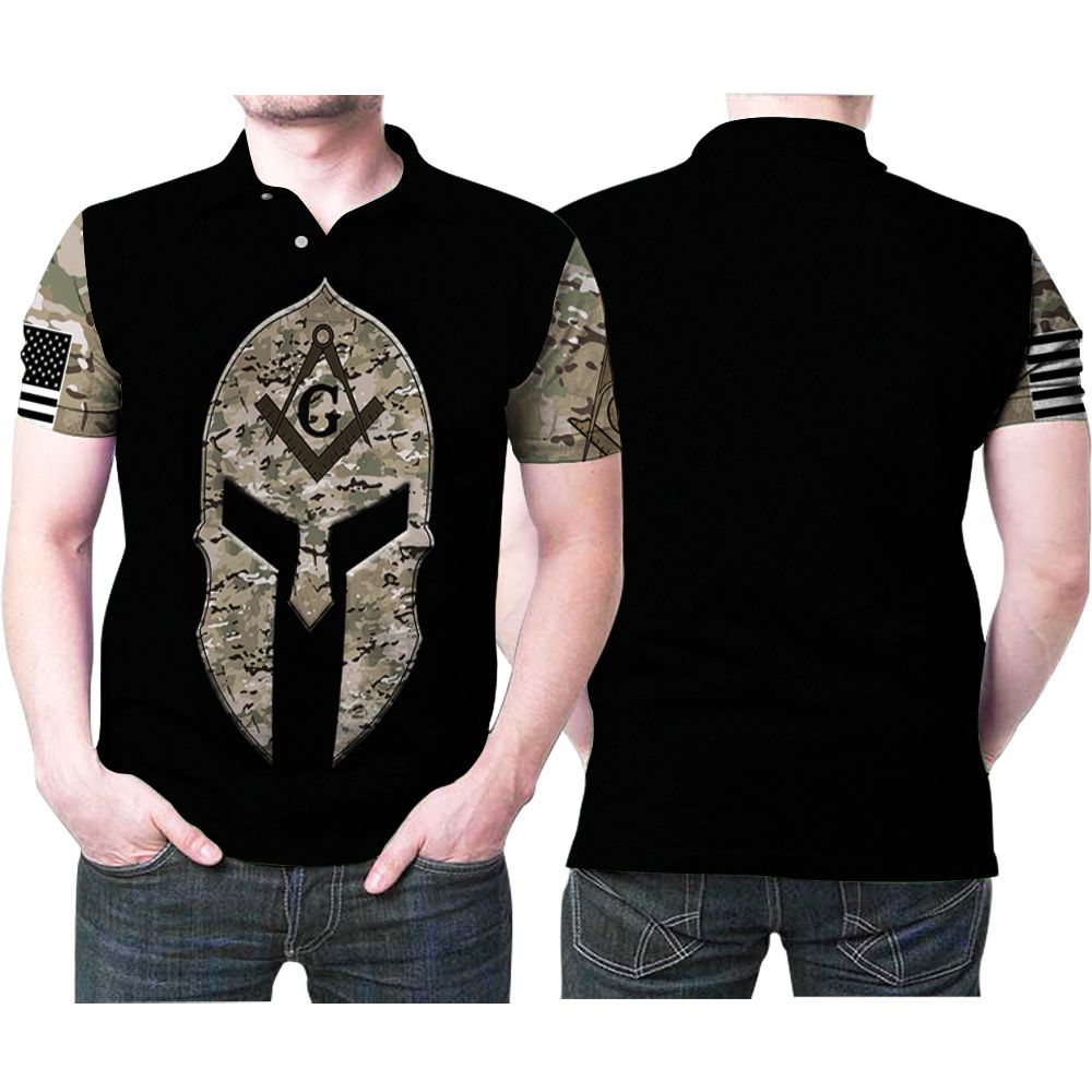 Freemasonry Knight Camo Pattern American Flag 3d Printed Gift For Freemasonry Lovers Polo Shirt All Over Print Shirt 3d T-shirt