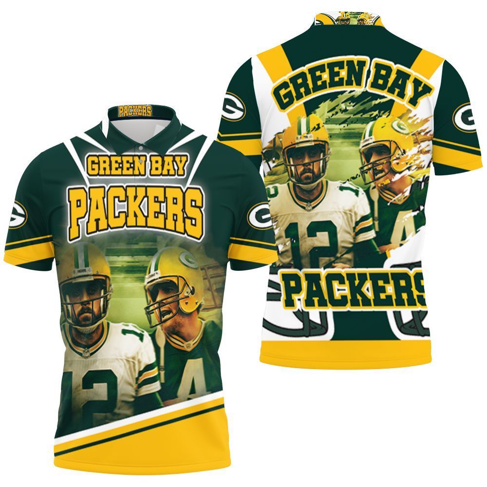 Green Bay Packers Aaron Rodgers 12 And Brett Favre 4 For Fans 3d Polo Shirt Jersey All Over Print Shirt 3d T-shirt