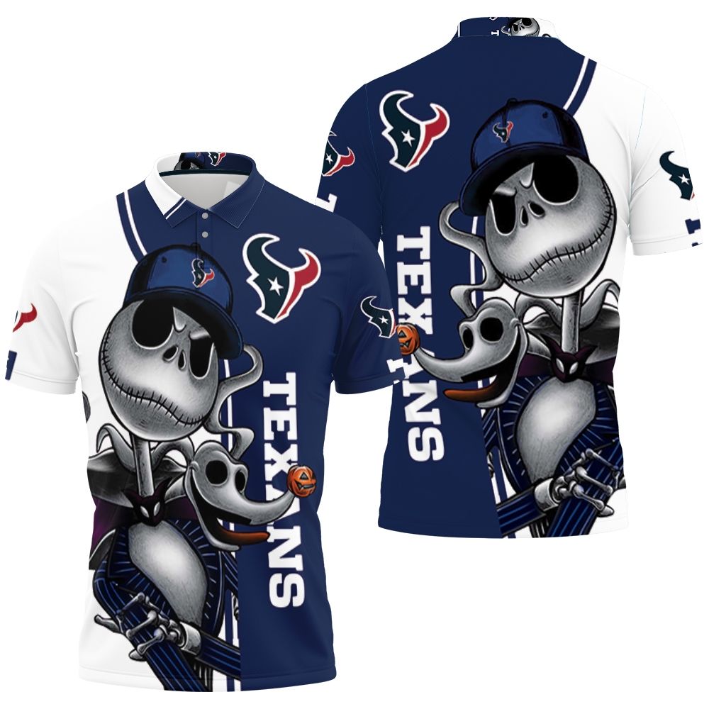 Houston Texans Jack Skellington And Zero Polo Shirt All Over Print Shirt 3d T-shirt