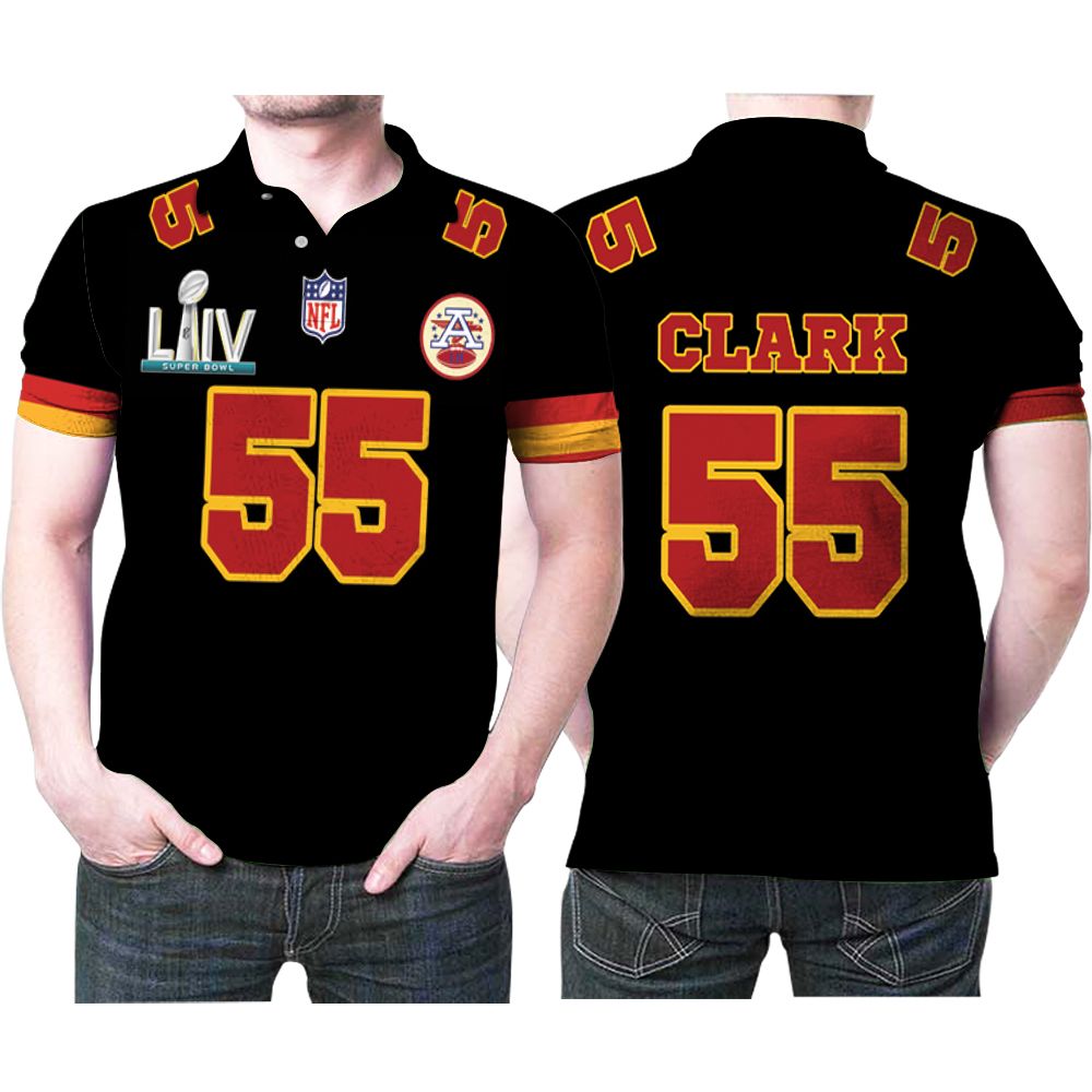 Kansas City Chiefs Frank Clark 55 Super Bowl Red Game Jersey Style Gift For Chiefs Fans Clark Lovers Polo Shirt All Over Print Shirt 3d T-shirt