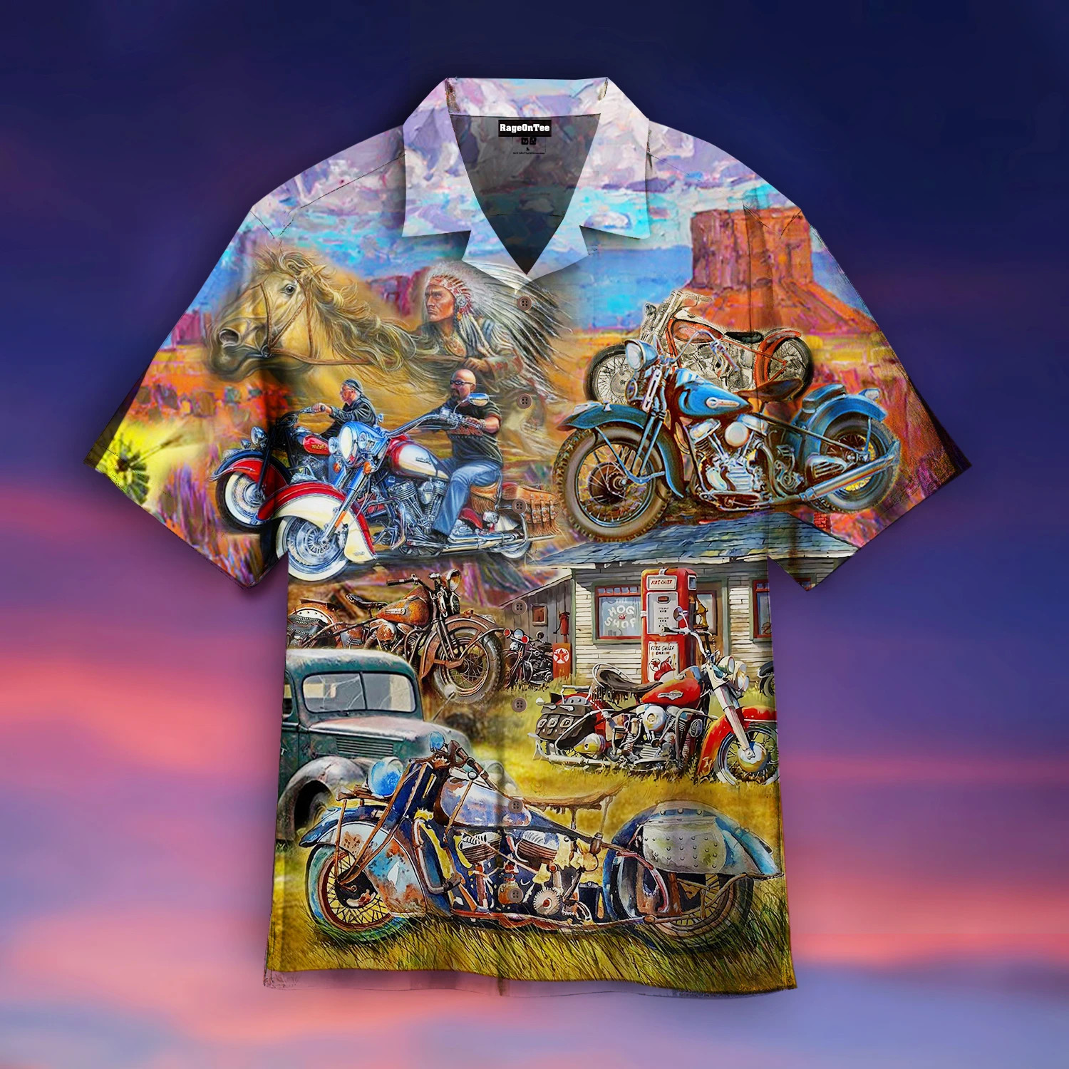 Vintage Motorcycle Hawaiian Shirt