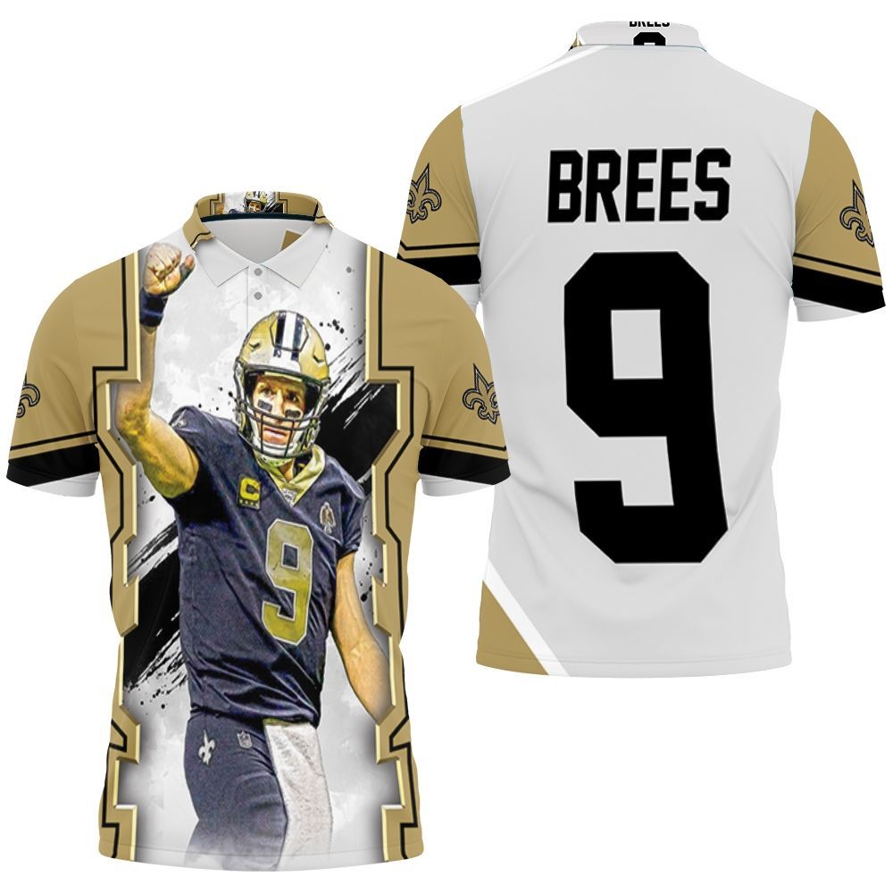 Drew Brees New Orleans Saints Oil Style Paint Background Polo Shirt All Over Print Shirt 3d T-shirt