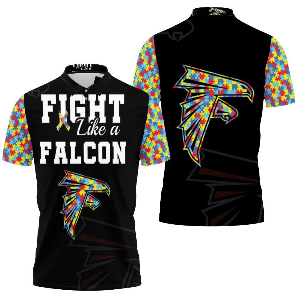 Fight Like A Atlanta Falcons Autism Support Polo Shirt All Over Print Shirt 3d T-shirt