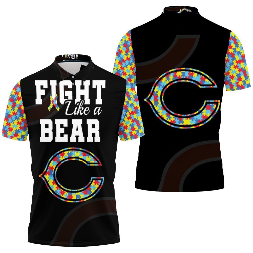 Fight Like A Chicago Bears Autism Support Polo Shirt All Over Print Shirt 3d T-shirt