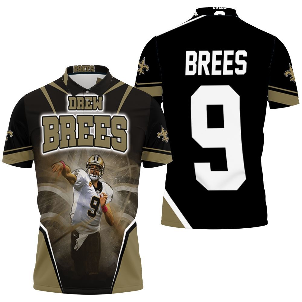 New Orleans Saints Drew Brees Background Polo Shirt All Over Print Shirt 3d T-shirt