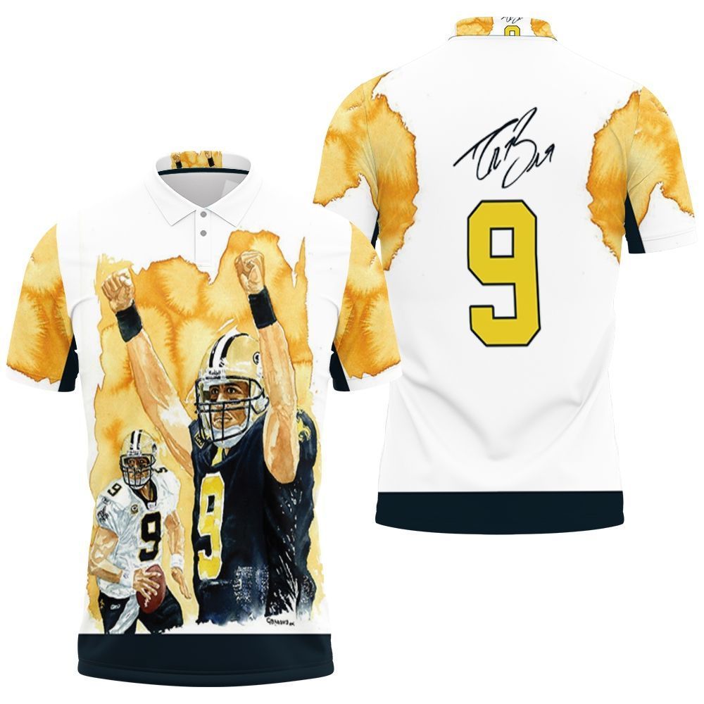 New Orleans Saints Drew Brees Winner Flame Polo Shirt All Over Print Shirt 3d T-shirt