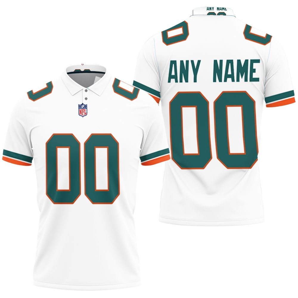 Art Miami Dolphins Nfl American Football White 2019 Alternate Game Polo Shirt