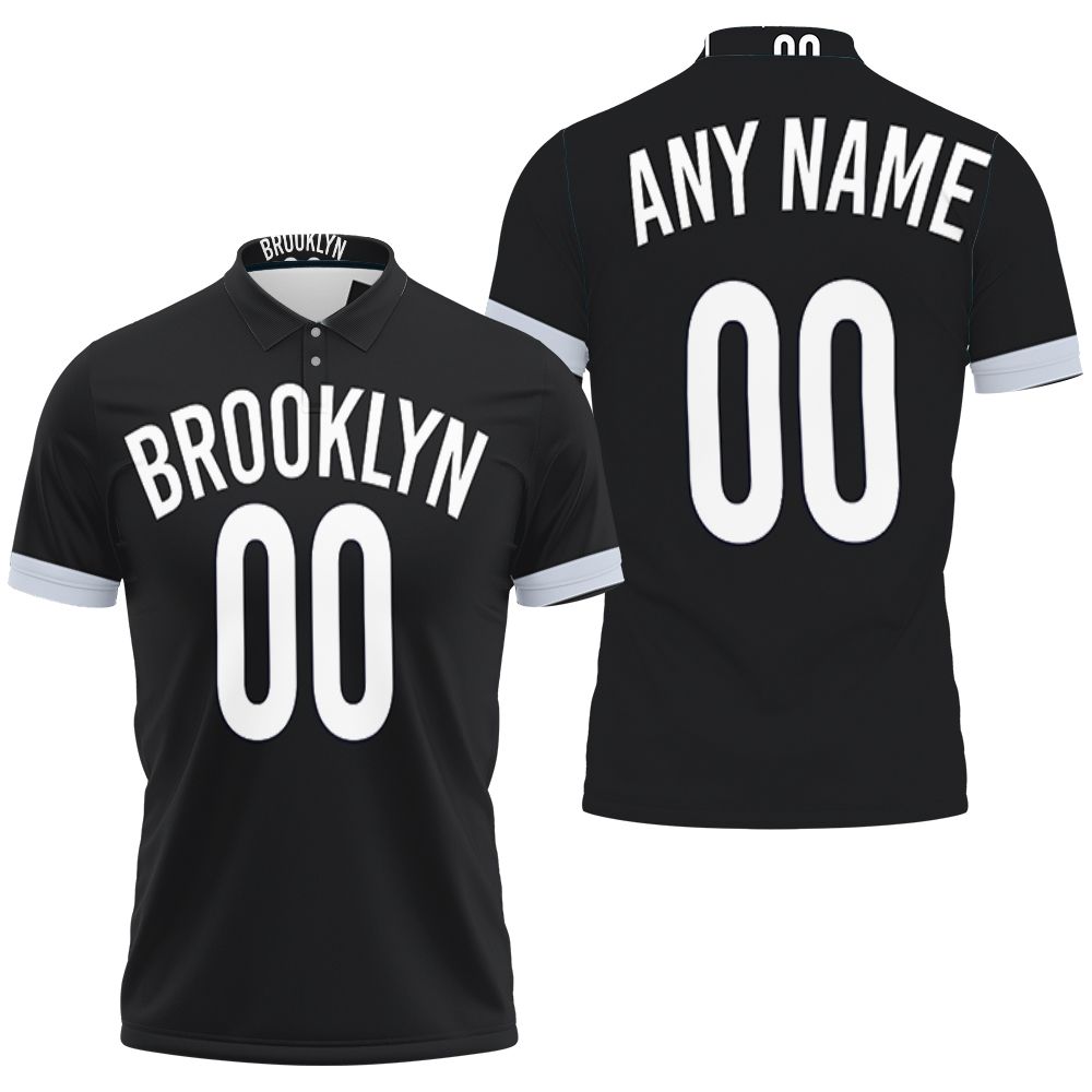 Brooklyn Nets Swingman Personalized Black Icon Edition 2019 Jersey Inspired Style 3D All Over Print Polo Shirt