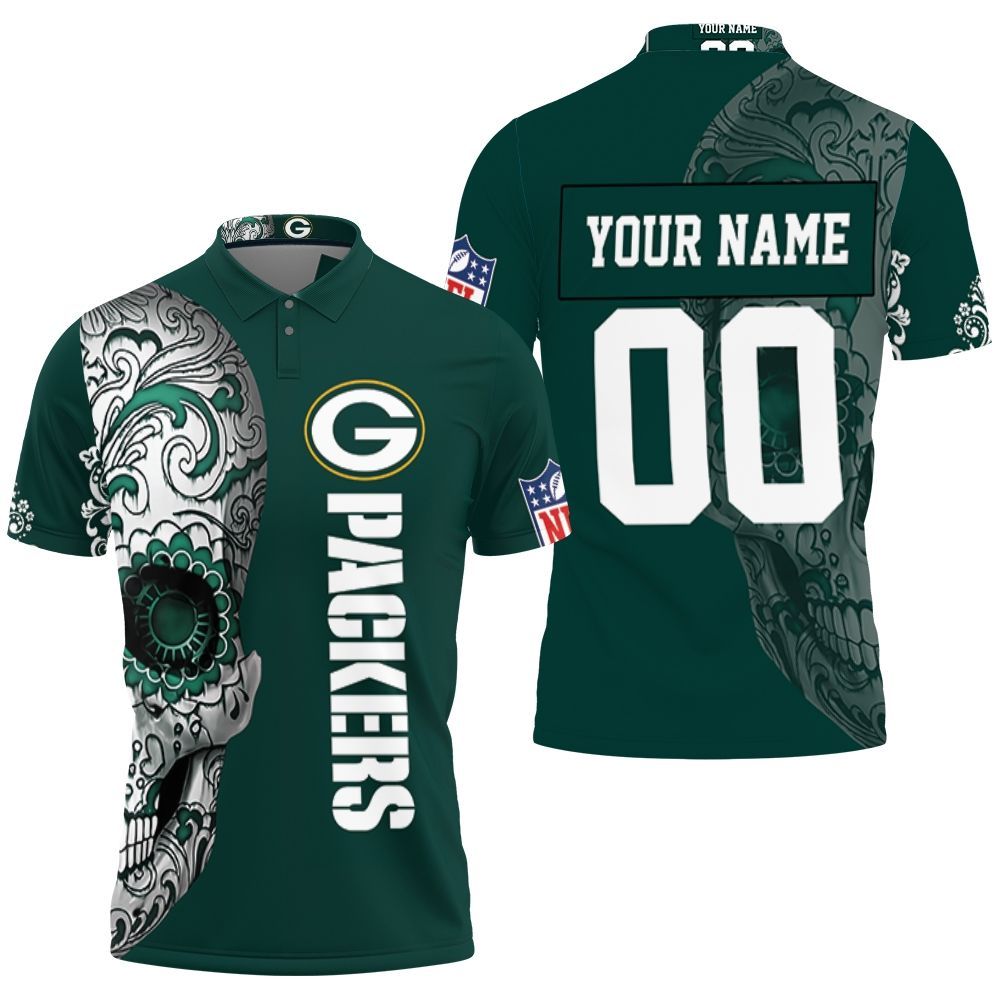 Green Bay Packers Nlf Fan Sugar Skull 3d Personalized Polo Shirt All Over Print Shirt 3d T-shirt