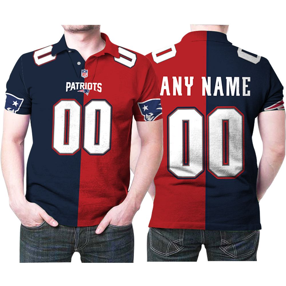 New England Patriots Nfl Custom American Football Tom Brady Vapor Navy Red Two Tone Jersey Style Gift For Patriots Fans Polo Shirt