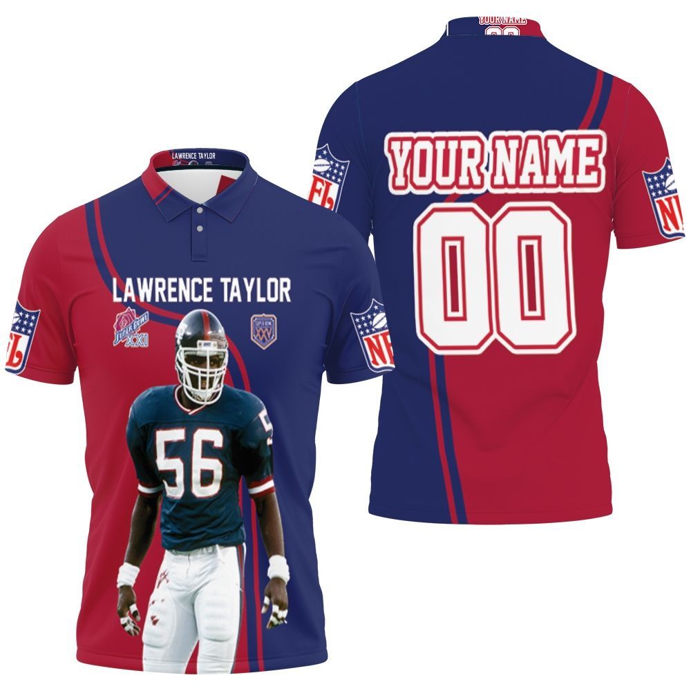 New York Giants Lawrence Taylor 56 Signature 3d Personalized Polo Shirt All Over Print Shirt 3d T-shirt