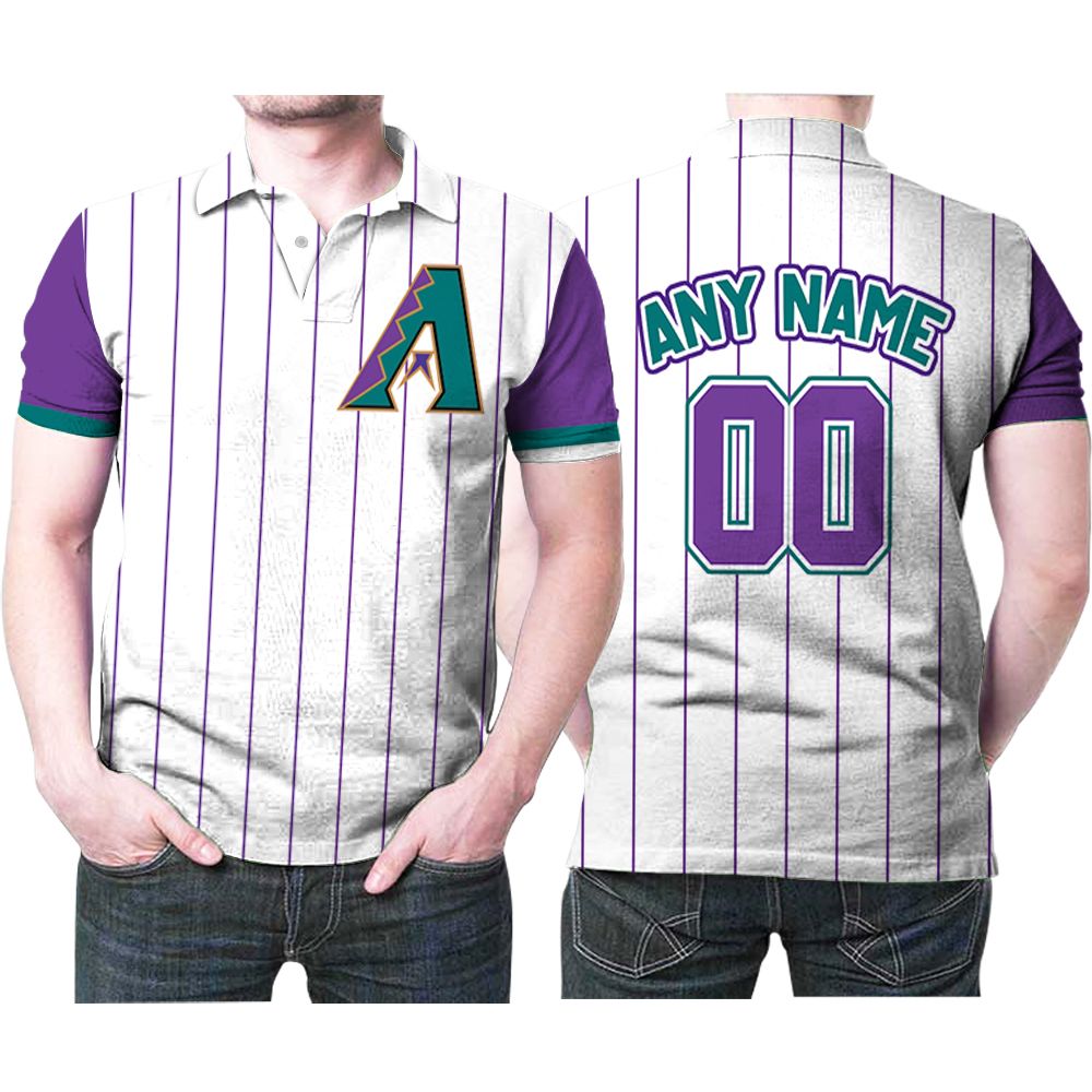 Personalized Any Name Arizona Diamondbacks 00 Mlb White Purple Stripe Jersey Inspired Style 3D All Over Print Polo Shirt