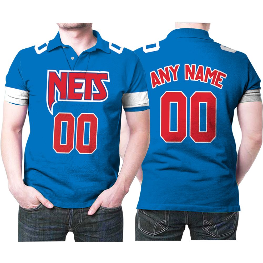 Personalized Brooklyn Nets 00 City Edition Team Blue Jersey Inspired Style 3D All Over Print Polo Shirt