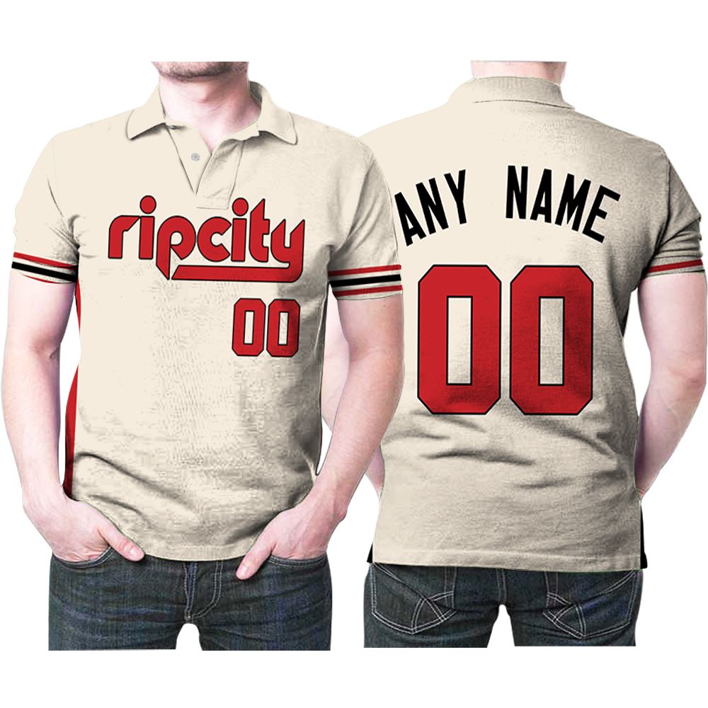 Personalized Portland Trail Blazers 00 Anyname Nba White Rip City Jersey Inspired Style Polo Shirt