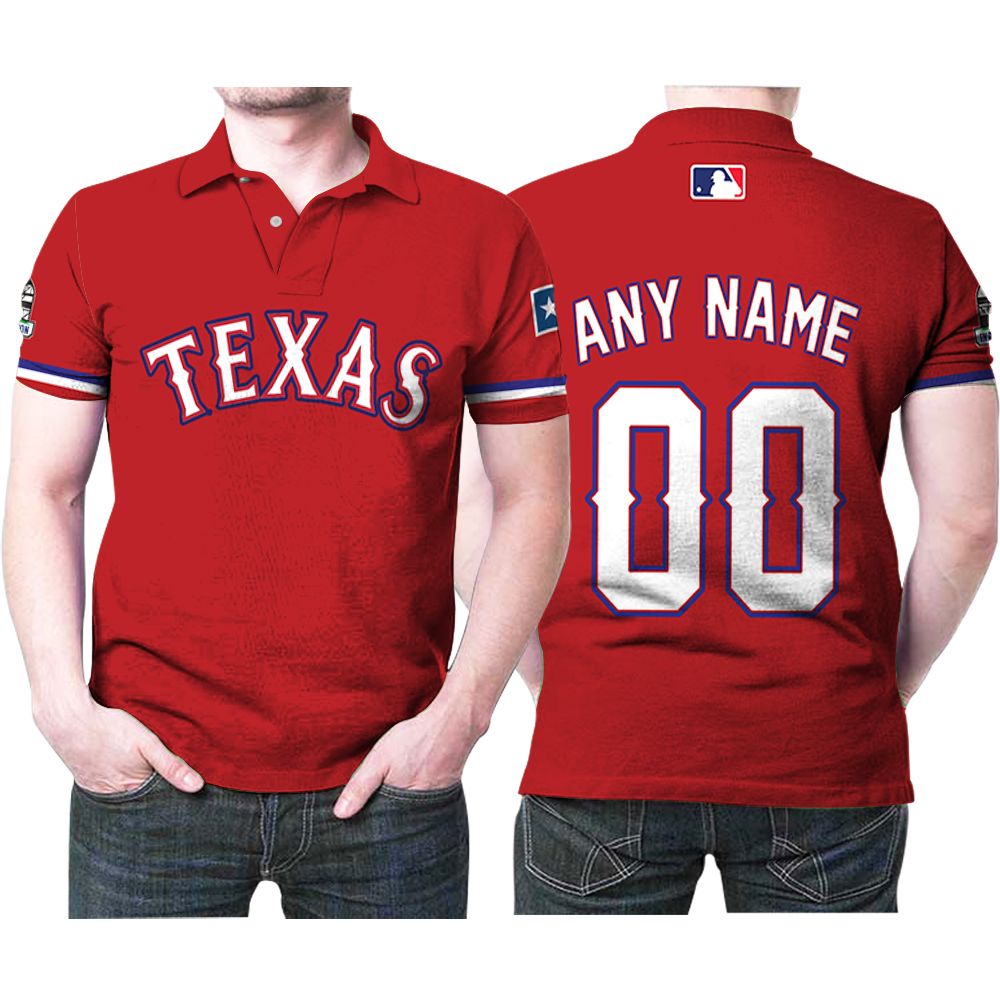 Personalized Texas Rangers 00 Any Name Mlb Team Red Jersey Inspired Style 3D All Over Print Polo Shirt