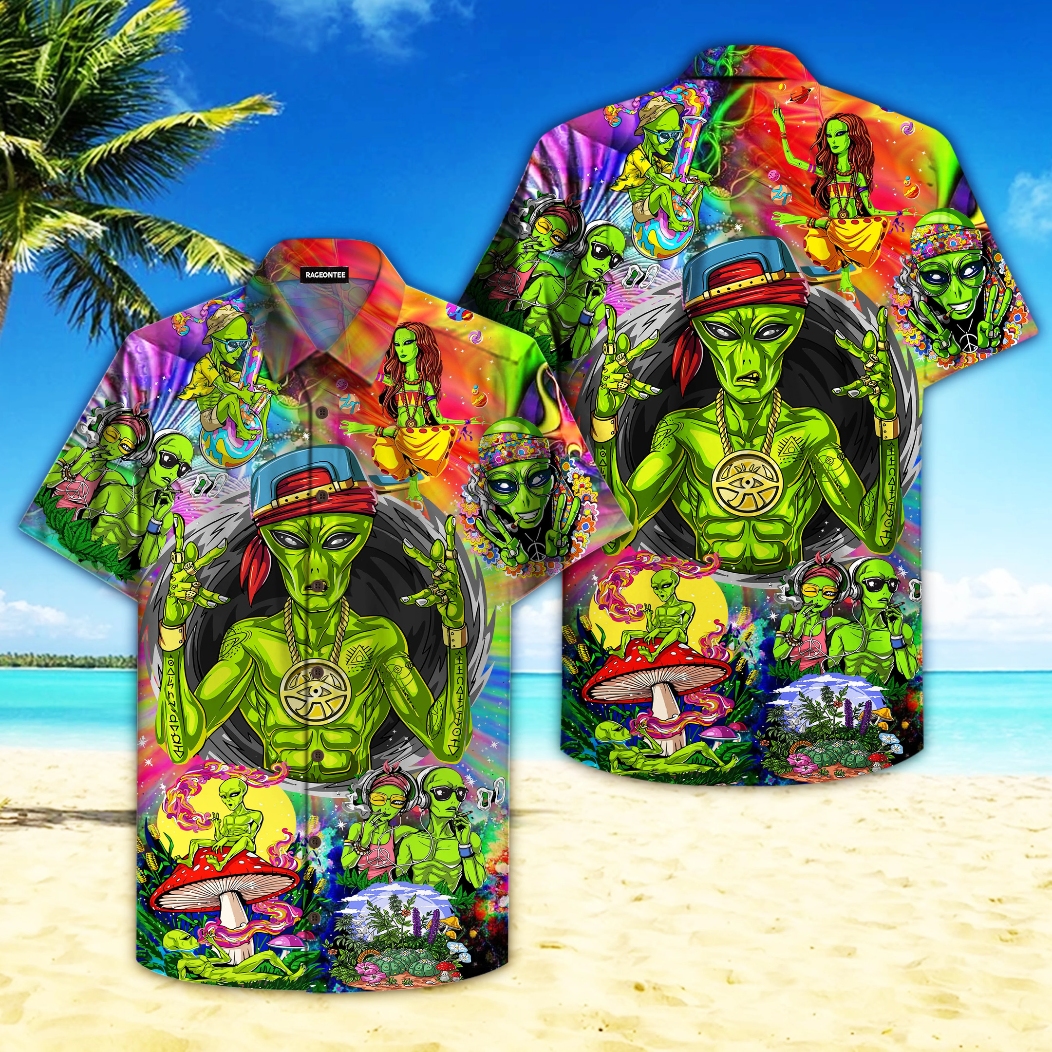 Alien Hippie Hawaiian Shirt
