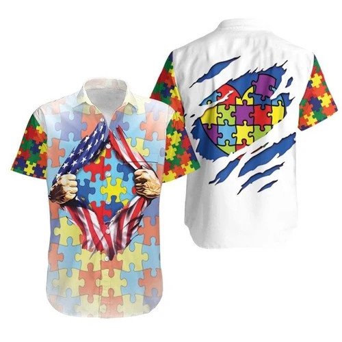 Autism Inside Flag Hawaiian Shirt