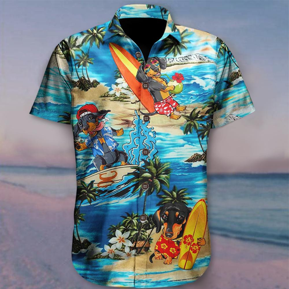 Dachshund And Beach Hawaiian Shirt