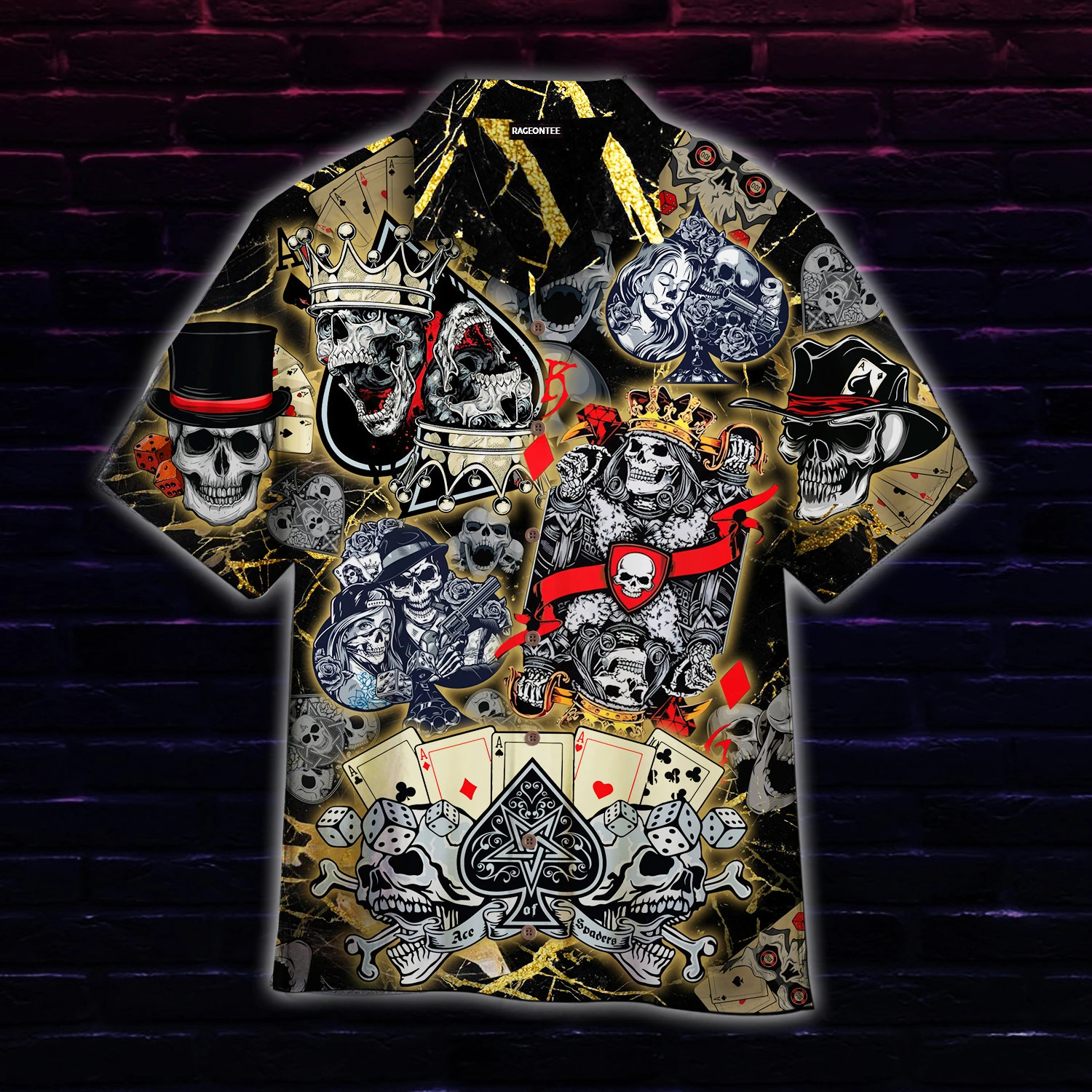 Dangerous Skull Poker Hawaiian Shirt