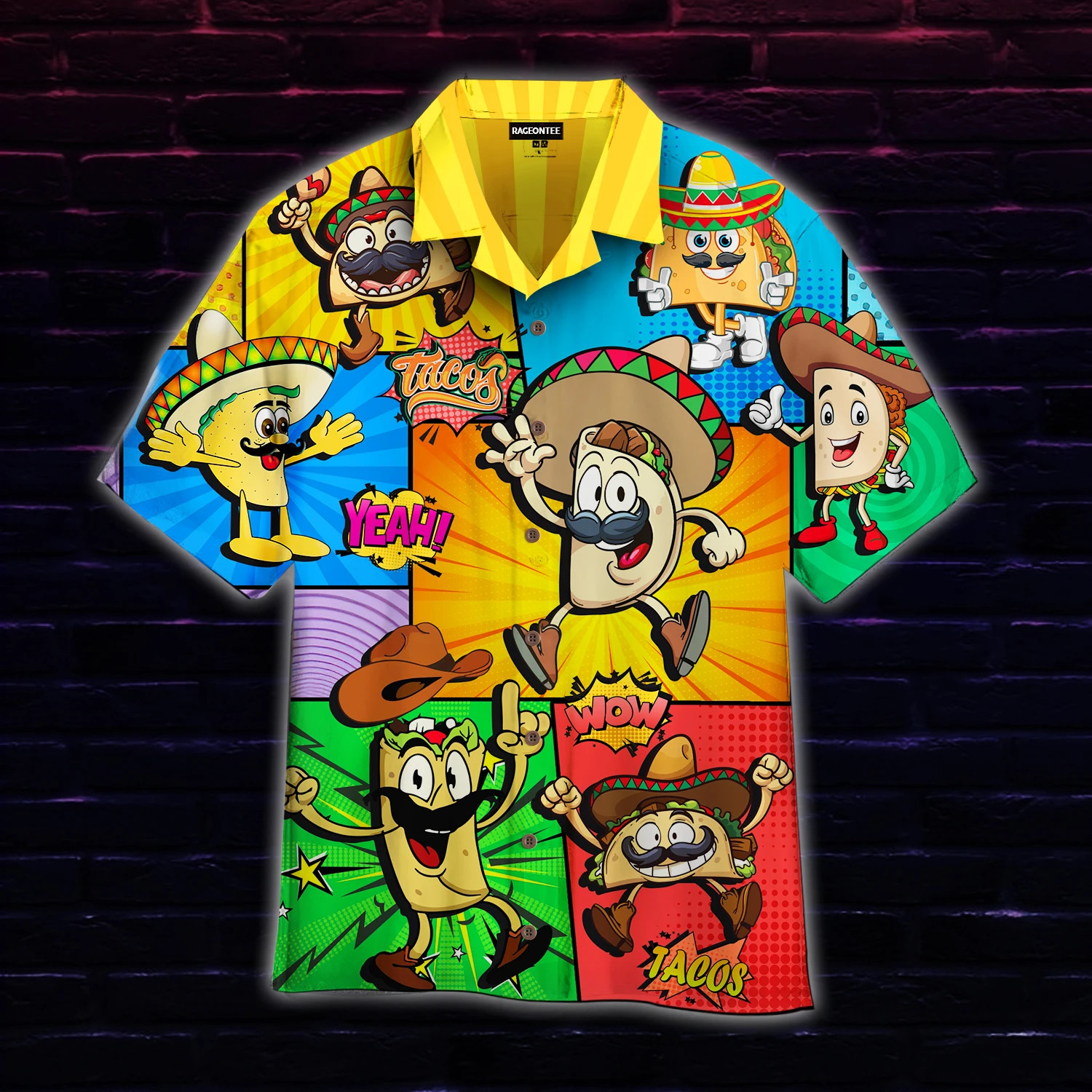 Funny Taco On Pop Art Hawaiian Shirt