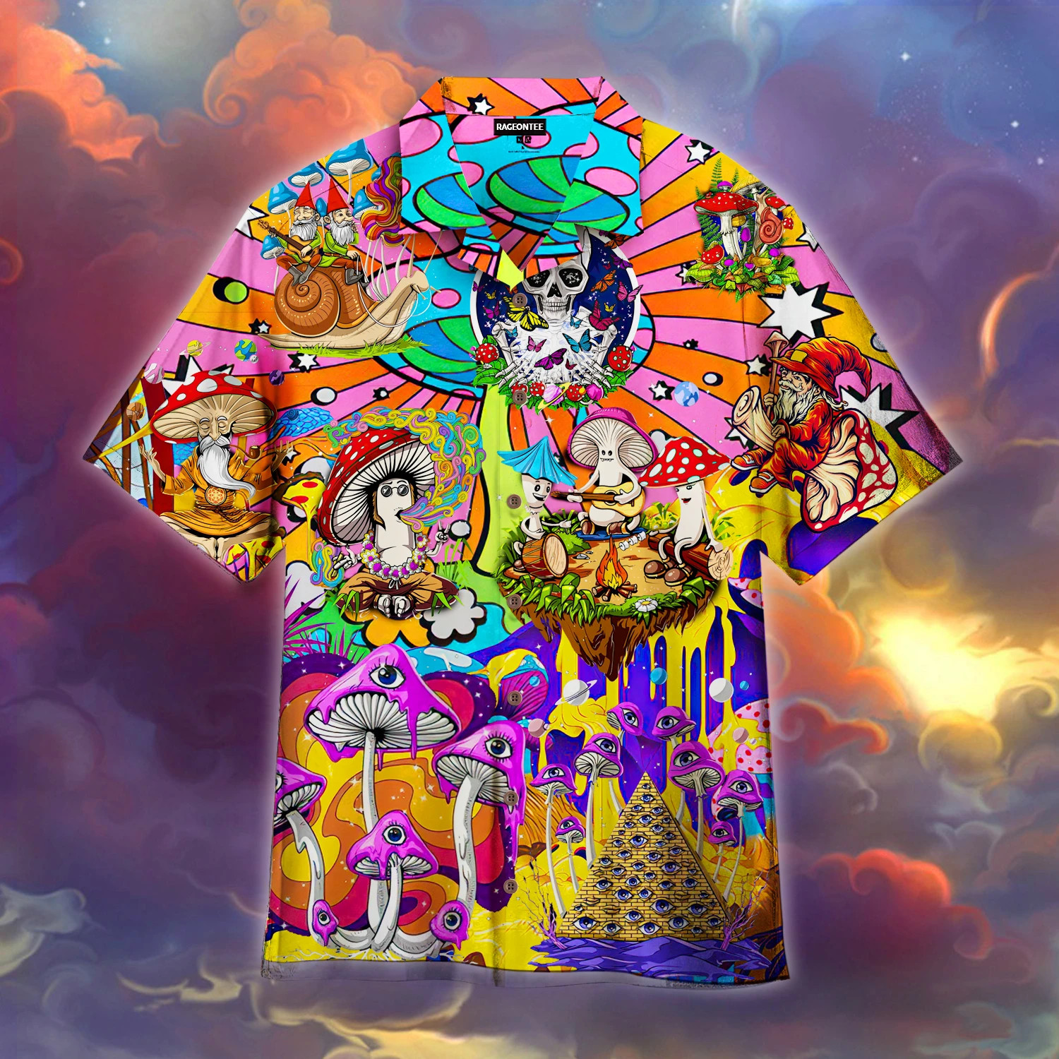 Hippie Mushroom Peace Life Hawaiian Shirt