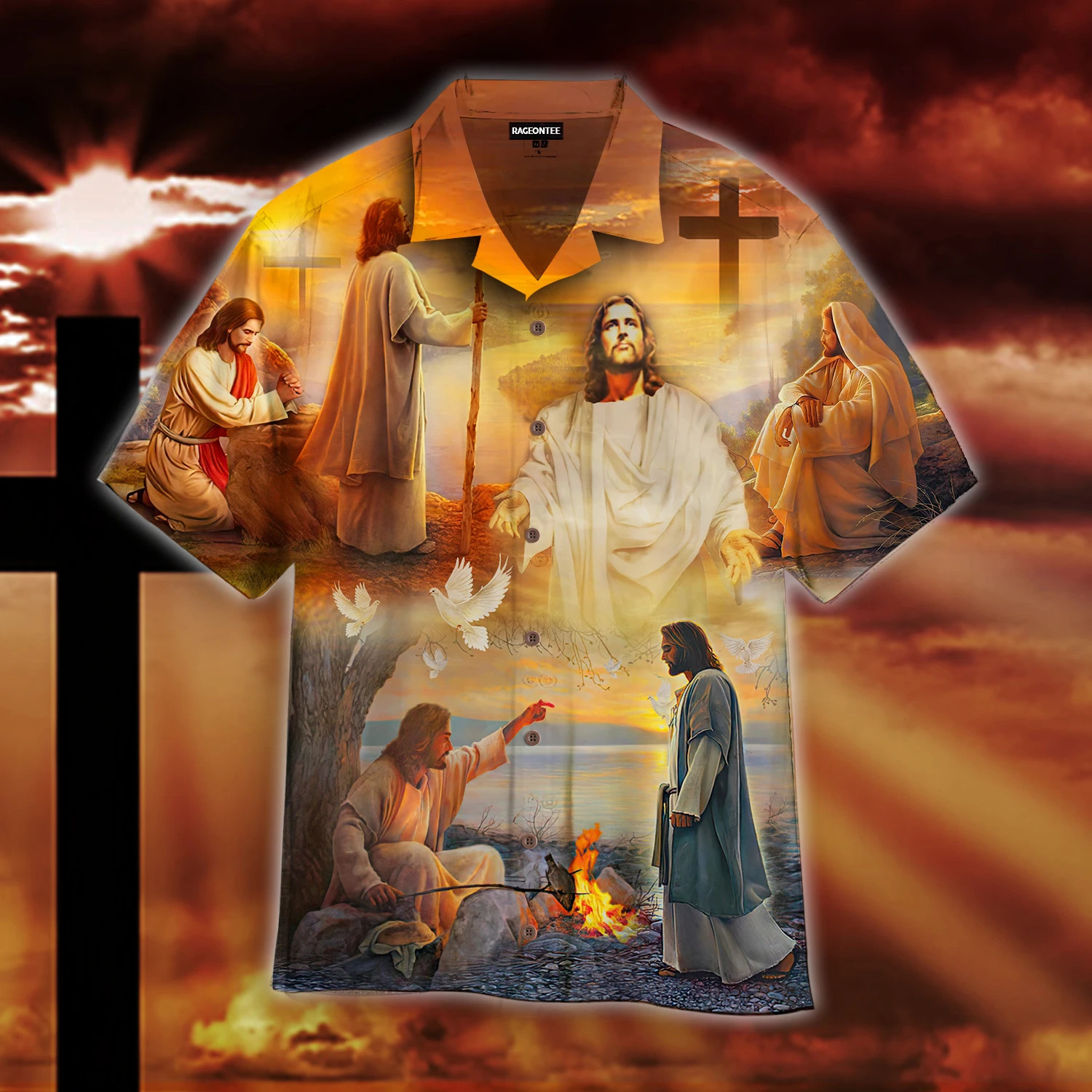 Jesus And Sunset Hawaiian Shirt
