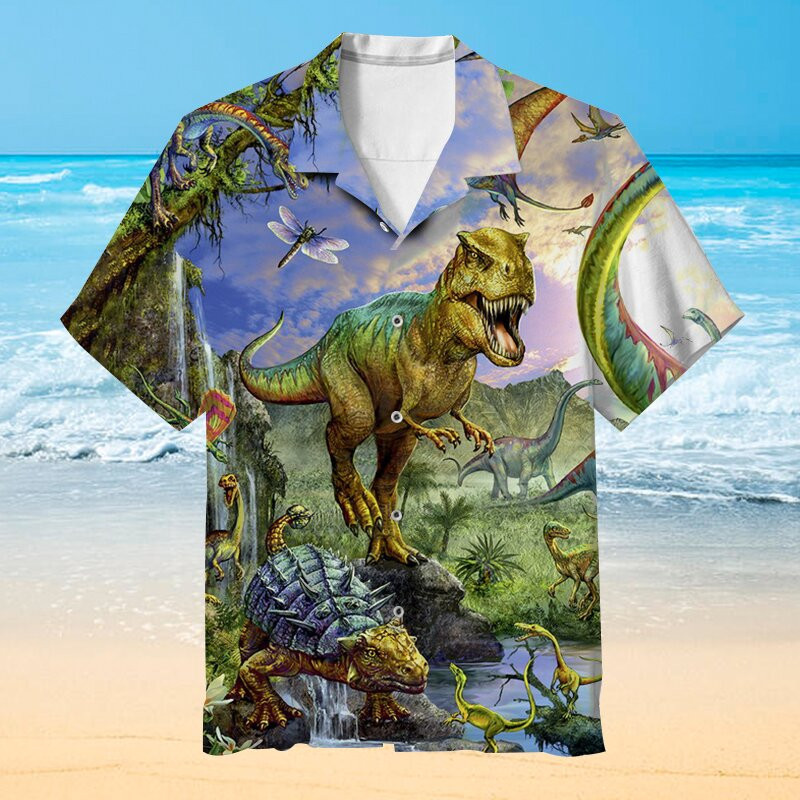Jurassic Dinosaur Hawaiian Shirt Unisex