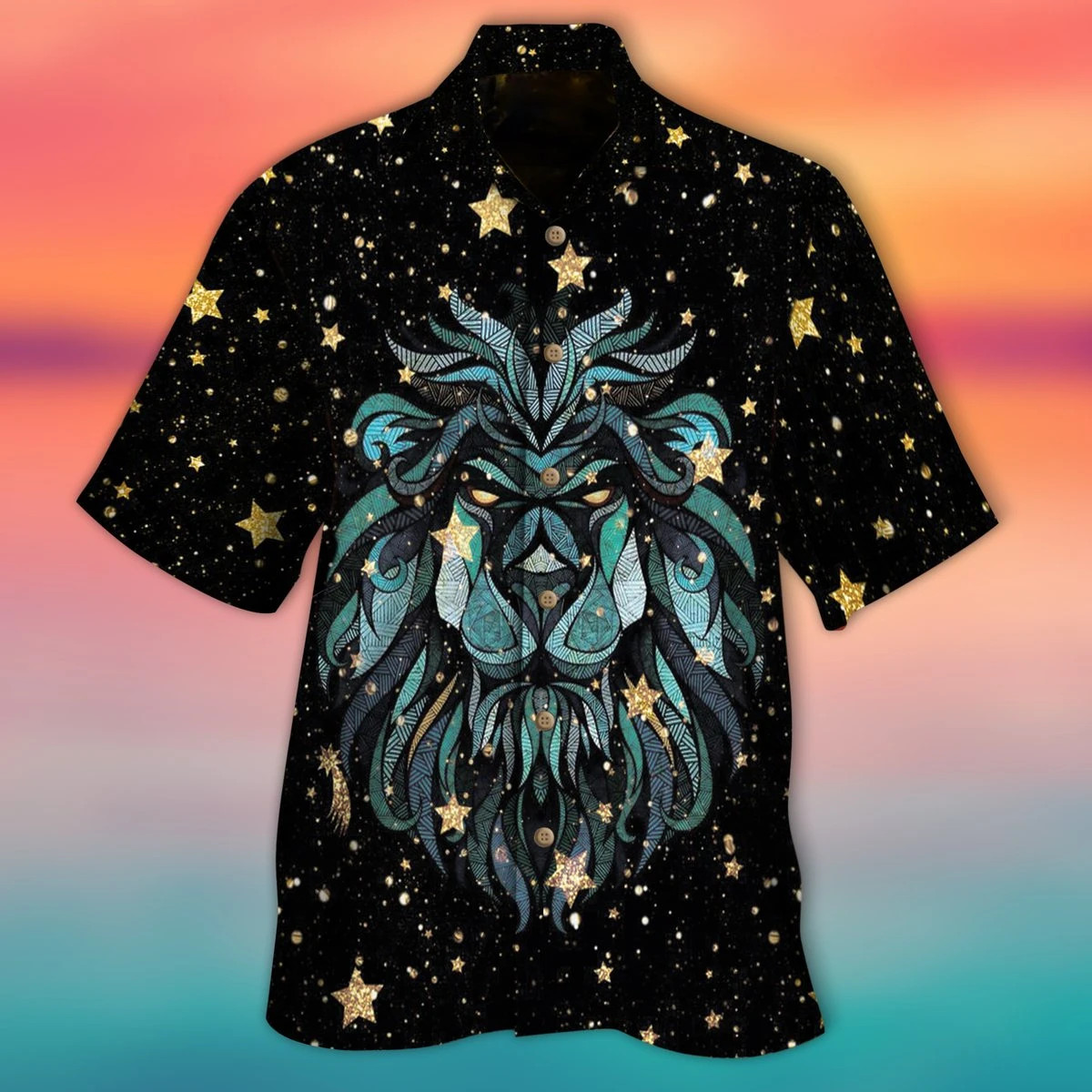 Lion Stars Hawaiian Shirt Unisex