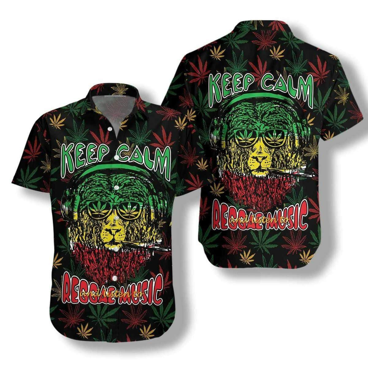 Lion Weed Keep Calm And Listen To Reggae Music Hawaiian Shirt
