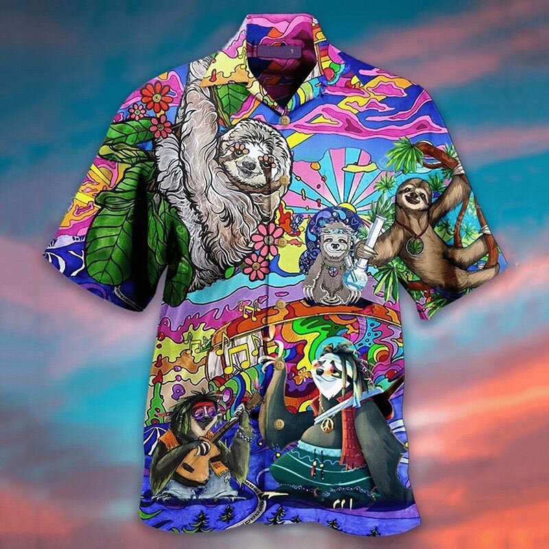 Lovely Sloths On Vacation Hawaiian Shirt