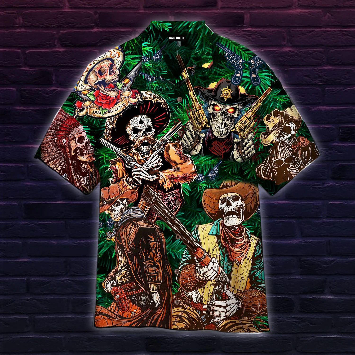 Mexican Cowboy Skull Hawaiian Shirt