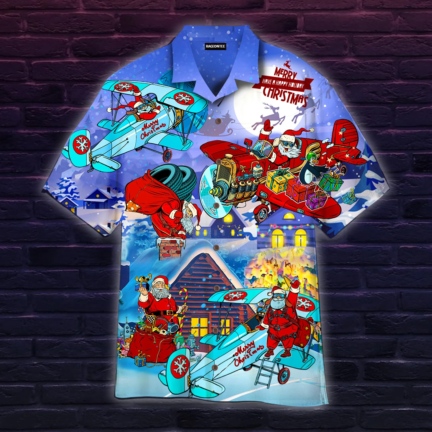 No Reindeer Any More Santa Loves Airplane Hawaiian Shirt