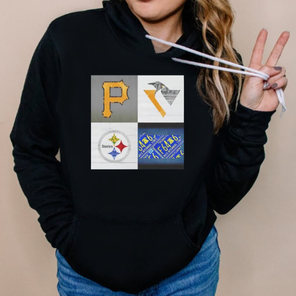 Pittsburgh Sports Team Logo Art Plus Pennsylvania Map Pirates Penguins Steelers  T-Shirt by Design Turnpike - Pixels