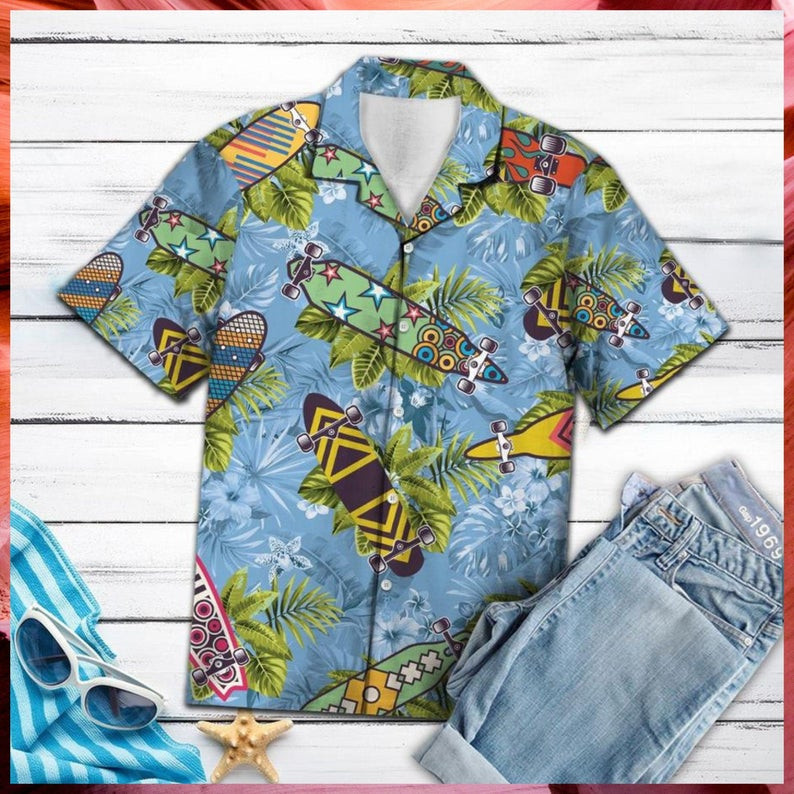 Skateboard Tropical Hawaiian Shirt