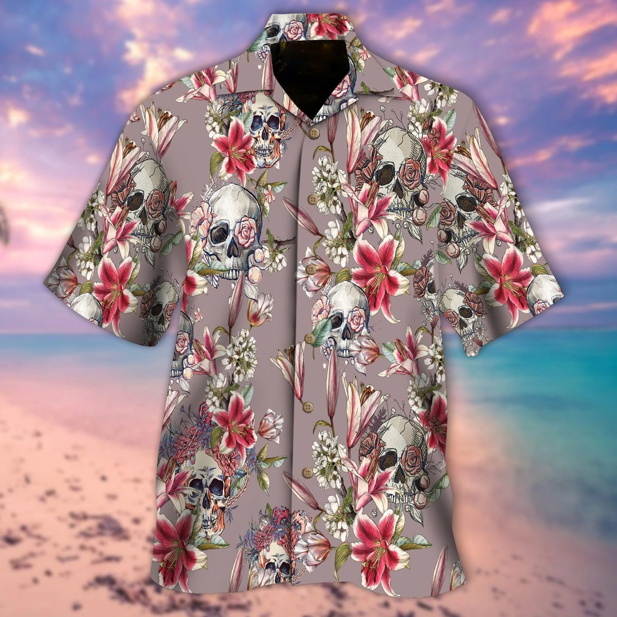 Skull Flowers Hawaiian Shirt