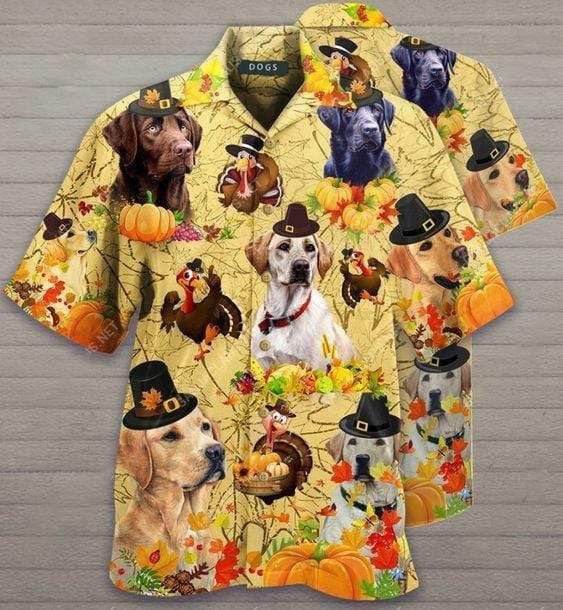 Thanksgiving Turkey With Labrador Retriever Hawaiian Shirt