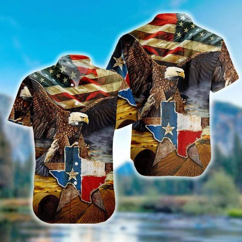 The Eagle With Texas Flag Hawaiian Shirt
