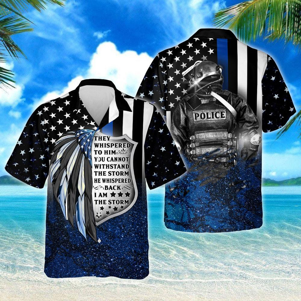 Thin Blue Hawaiian Shirt
