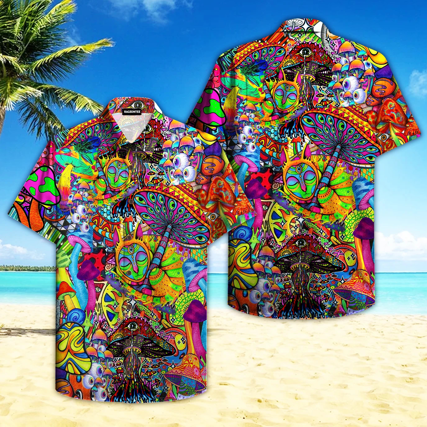 Trippy Hippie Mushroom Hawaiian Shirt