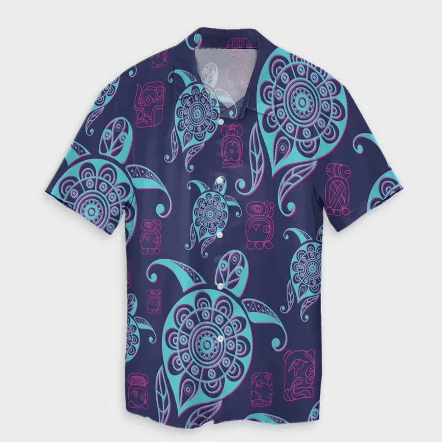 Turtle Polynesian Neon Hawaiian Shirt